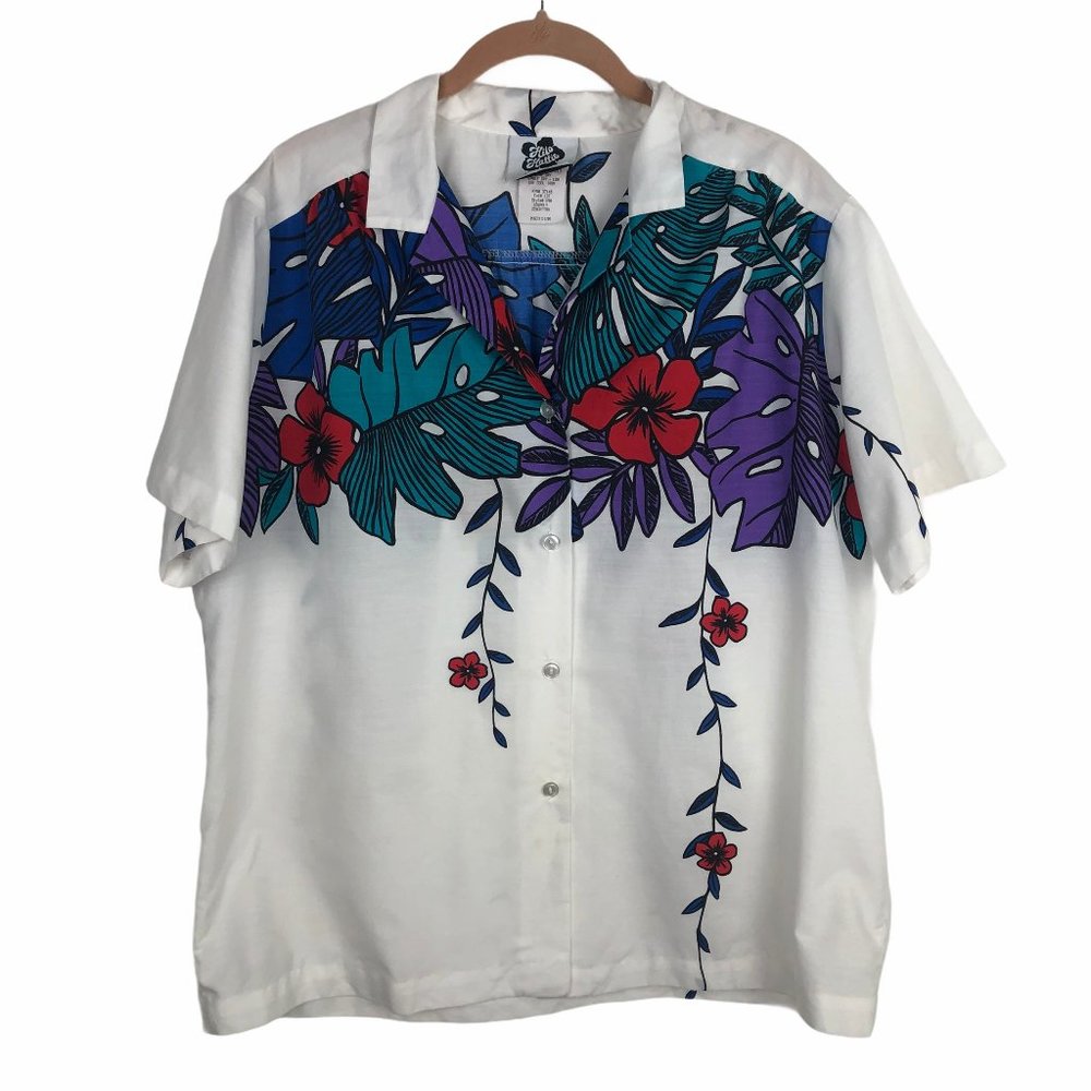 Vintage HIlo Hattie Floral Hawaiian Collared Shirt